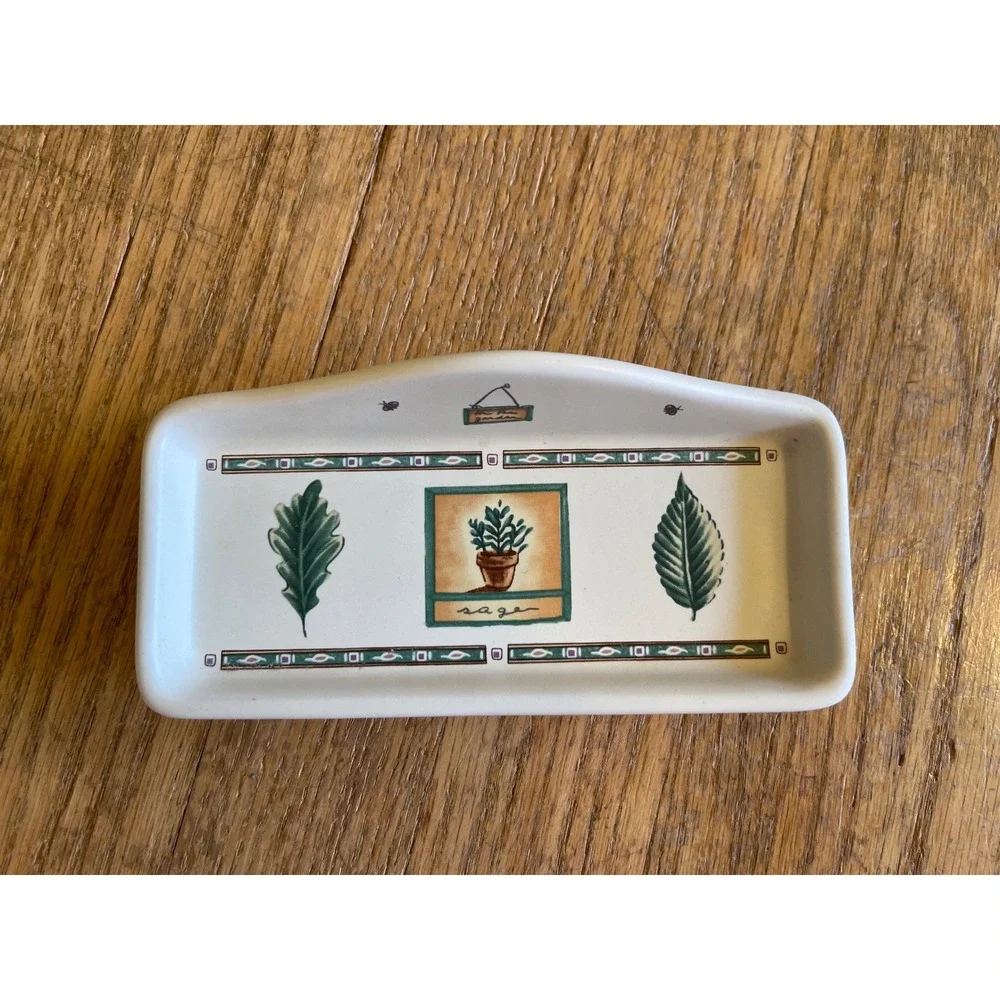 Rare Pfaltzgraff‎ Eye Where Sage Garden Ceramic Eyeglass Holder Tray Botanical